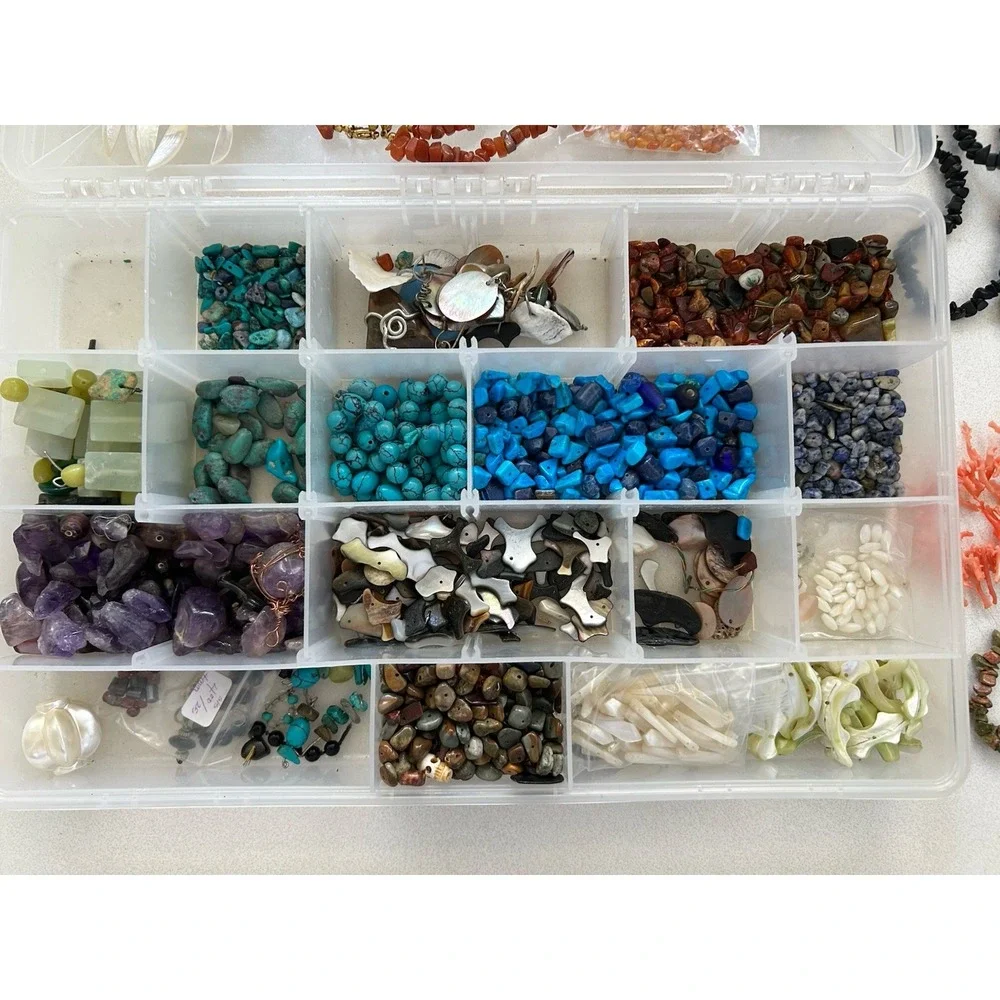 Amber Chip Necklaces Turquoise Mother Of Pearl Coral Jewelry Making Beads Lot